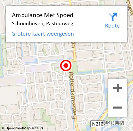 Locatie op kaart van de 112 melding: Ambulance Met Spoed Naar Schoonhoven, Pasteurweg op 15 februari 2024 06:05