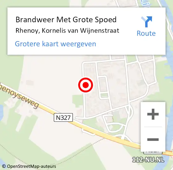 Locatie op kaart van de 112 melding: Brandweer Met Grote Spoed Naar Rhenoy, Kornelis van Wijnenstraat op 15 februari 2024 06:58