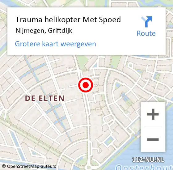 Locatie op kaart van de 112 melding: Trauma helikopter Met Spoed Naar Nijmegen, Griftdijk op 15 februari 2024 07:04