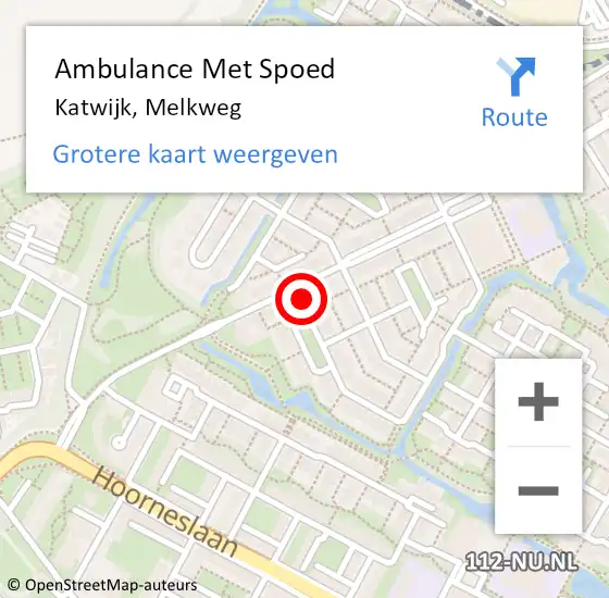 Locatie op kaart van de 112 melding: Ambulance Met Spoed Naar Katwijk, Melkweg op 15 februari 2024 08:37