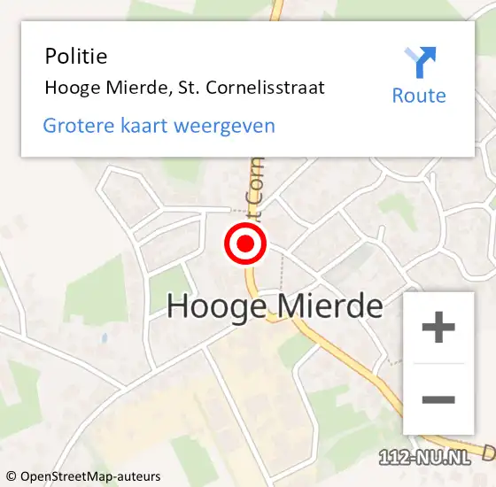 Locatie op kaart van de 112 melding: Politie Hooge Mierde, St. Cornelisstraat op 15 februari 2024 09:05