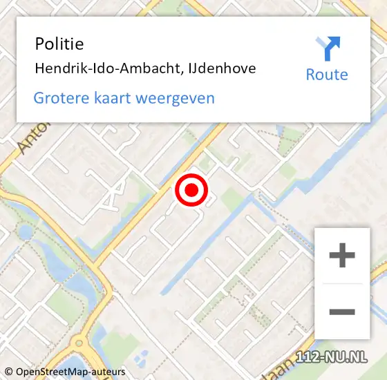 Locatie op kaart van de 112 melding: Politie Hendrik-Ido-Ambacht, IJdenhove op 15 februari 2024 09:27