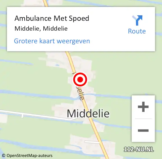 Locatie op kaart van de 112 melding: Ambulance Met Spoed Naar Middelie, Middelie op 15 februari 2024 09:50