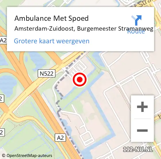 Locatie op kaart van de 112 melding: Ambulance Met Spoed Naar Amsterdam, Burgemeester Stramanweg op 15 februari 2024 10:07