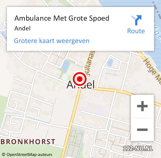 Locatie op kaart van de 112 melding: Ambulance Met Grote Spoed Naar Andel op 15 februari 2024 10:13