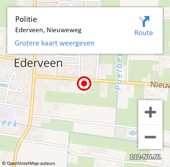 Locatie op kaart van de 112 melding: Politie Ederveen, Nieuweweg op 15 februari 2024 10:47