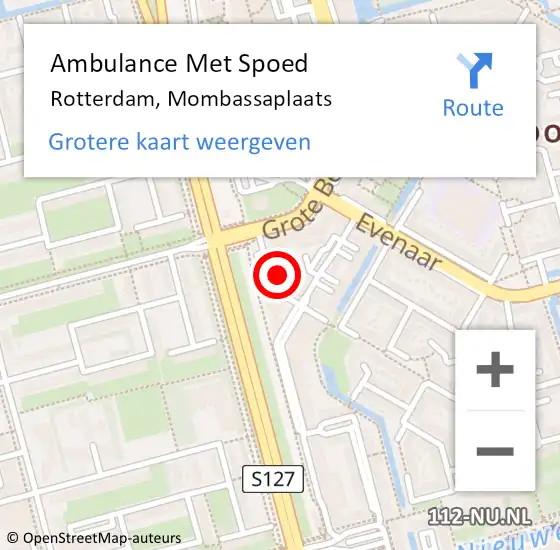 Locatie op kaart van de 112 melding: Ambulance Met Spoed Naar Rotterdam, Mombassaplaats op 15 februari 2024 10:50