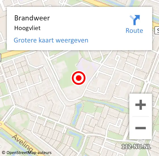 Locatie op kaart van de 112 melding: Brandweer Hoogvliet op 15 februari 2024 11:27