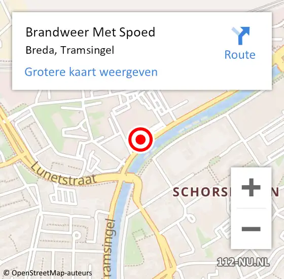 Locatie op kaart van de 112 melding: Brandweer Met Spoed Naar Breda, Tramsingel op 15 februari 2024 11:52