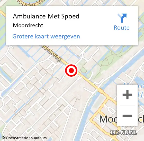 Locatie op kaart van de 112 melding: Ambulance Met Spoed Naar Moordrecht op 15 februari 2024 12:27