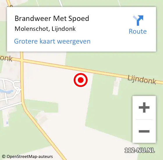 Locatie op kaart van de 112 melding: Brandweer Met Spoed Naar Molenschot, Lijndonk op 15 februari 2024 12:48