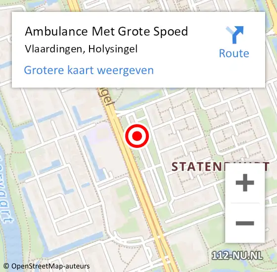 Locatie op kaart van de 112 melding: Ambulance Met Grote Spoed Naar Vlaardingen, Holysingel op 15 februari 2024 12:56