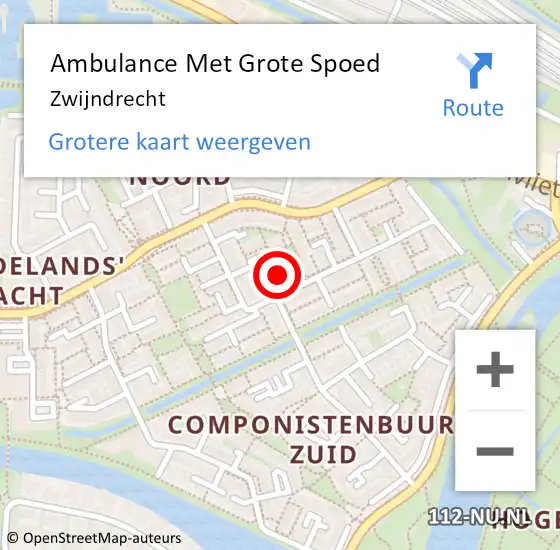 Locatie op kaart van de 112 melding: Ambulance Met Grote Spoed Naar Zwijndrecht op 15 februari 2024 13:40
