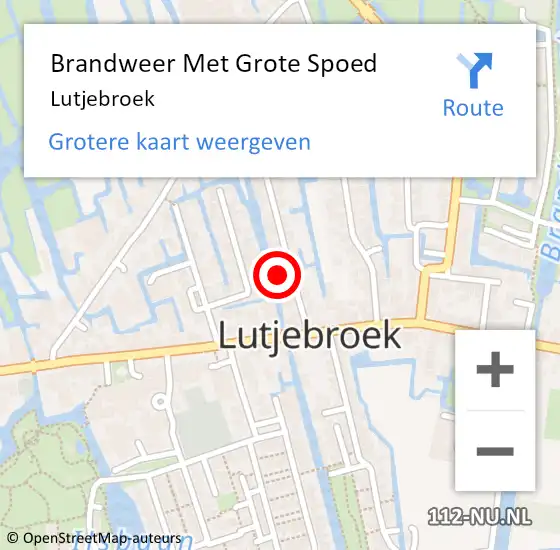 Locatie op kaart van de 112 melding: Brandweer Met Grote Spoed Naar Lutjebroek op 15 februari 2024 14:00