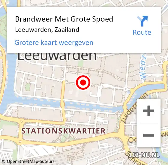 Locatie op kaart van de 112 melding: Brandweer Met Grote Spoed Naar Leeuwarden, Zaailand op 15 februari 2024 14:16