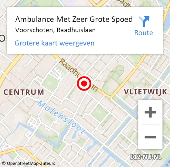 Locatie op kaart van de 112 melding: Ambulance Met Zeer Grote Spoed Naar Voorschoten, Raadhuislaan op 15 februari 2024 14:26