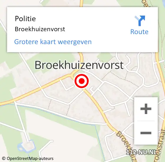 Locatie op kaart van de 112 melding: Politie Broekhuizenvorst op 15 februari 2024 14:32