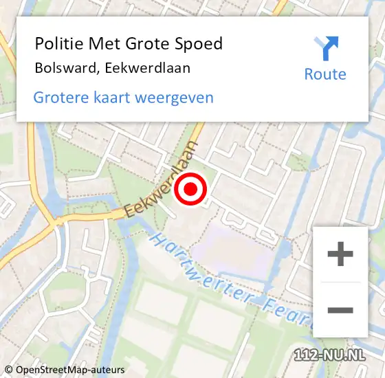 Locatie op kaart van de 112 melding: Politie Met Grote Spoed Naar Bolsward, Eekwerdlaan op 15 februari 2024 14:47