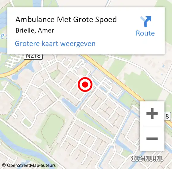 Locatie op kaart van de 112 melding: Ambulance Met Grote Spoed Naar Brielle, Amer op 15 februari 2024 15:35
