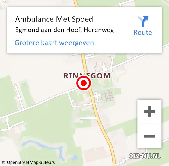 Locatie op kaart van de 112 melding: Ambulance Met Spoed Naar Egmond aan den Hoef, Herenweg op 15 februari 2024 15:43