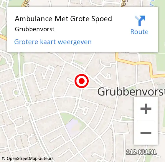 Locatie op kaart van de 112 melding: Ambulance Met Grote Spoed Naar Grubbenvorst op 15 februari 2024 15:44