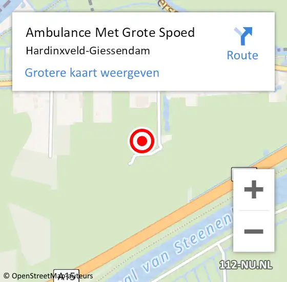 Locatie op kaart van de 112 melding: Ambulance Met Grote Spoed Naar Hardinxveld-Giessendam op 15 februari 2024 17:37