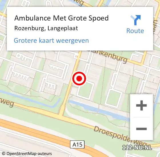 Locatie op kaart van de 112 melding: Ambulance Met Grote Spoed Naar Rozenburg, Langeplaat op 15 februari 2024 17:43