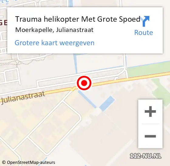 Locatie op kaart van de 112 melding: Trauma helikopter Met Grote Spoed Naar Moerkapelle, Julianastraat op 15 februari 2024 17:45