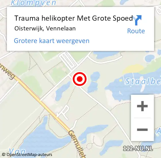 Locatie op kaart van de 112 melding: Trauma helikopter Met Grote Spoed Naar Oisterwijk, Vennelaan op 15 februari 2024 18:38