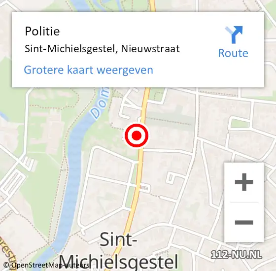 Locatie op kaart van de 112 melding: Politie Sint-Michielsgestel, Nieuwstraat op 15 februari 2024 19:19