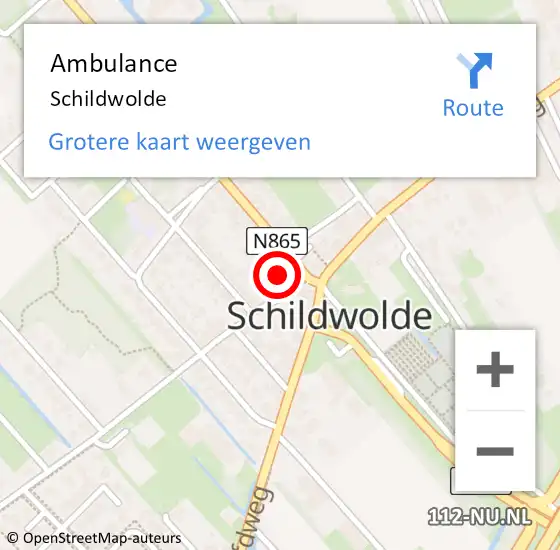Locatie op kaart van de 112 melding: Ambulance Schildwolde op 15 februari 2024 19:27