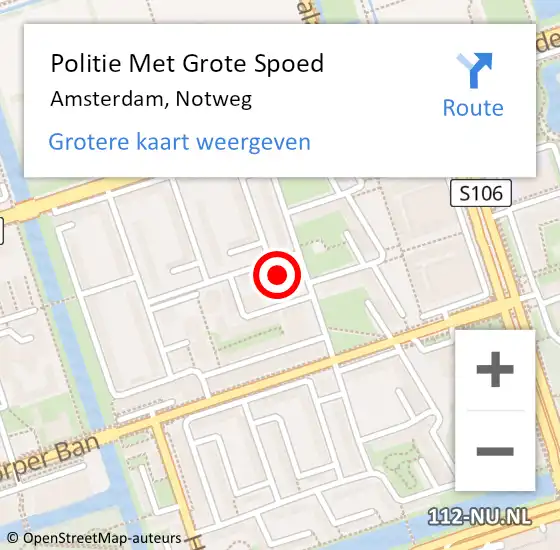Locatie op kaart van de 112 melding: Politie Met Grote Spoed Naar Amsterdam, Notweg op 15 februari 2024 19:33