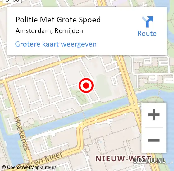 Locatie op kaart van de 112 melding: Politie Met Grote Spoed Naar Amsterdam, Remijden op 15 februari 2024 19:33