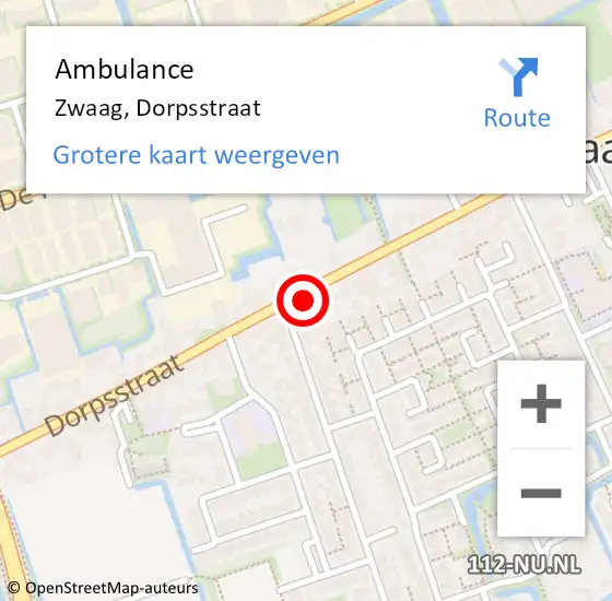 Locatie op kaart van de 112 melding: Ambulance Zwaag, Dorpsstraat op 15 februari 2024 20:24