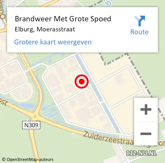 Locatie op kaart van de 112 melding: Brandweer Met Grote Spoed Naar Elburg, Moerasstraat op 15 februari 2024 20:59