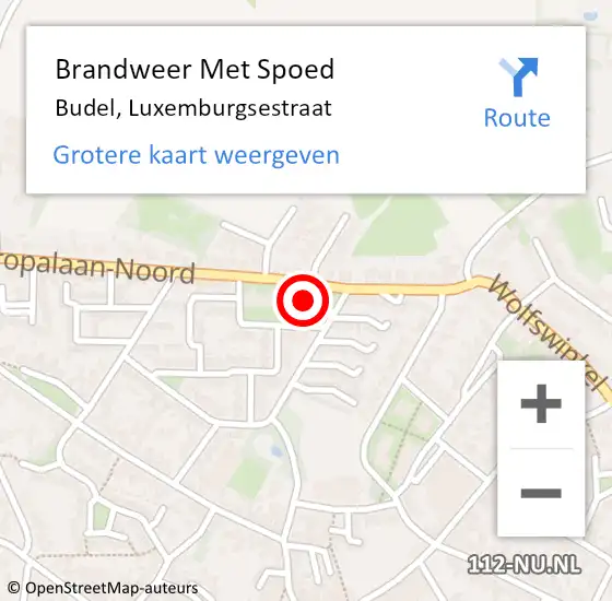 Locatie op kaart van de 112 melding: Brandweer Met Spoed Naar Budel, Luxemburgsestraat op 15 februari 2024 22:14