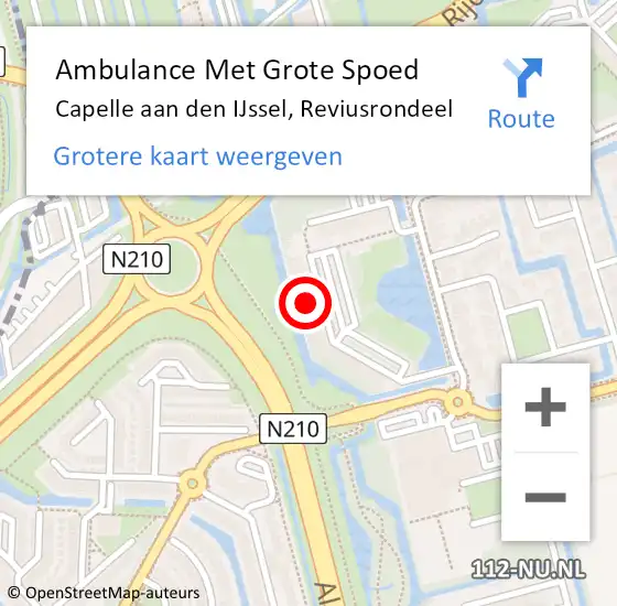 Locatie op kaart van de 112 melding: Ambulance Met Grote Spoed Naar Capelle aan den IJssel, Reviusrondeel op 16 februari 2024 01:06