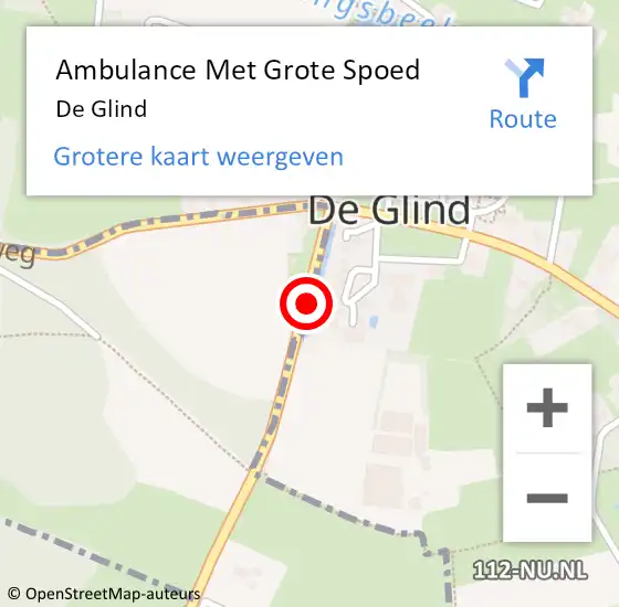 Locatie op kaart van de 112 melding: Ambulance Met Grote Spoed Naar De Glind op 16 februari 2024 01:32