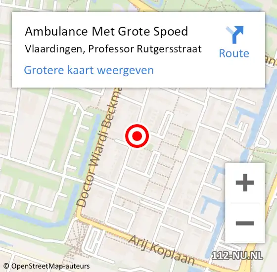 Locatie op kaart van de 112 melding: Ambulance Met Grote Spoed Naar Vlaardingen, Professor Rutgersstraat op 16 februari 2024 01:51