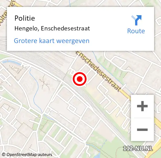 Locatie op kaart van de 112 melding: Politie Hengelo, Enschedesestraat op 16 februari 2024 02:09