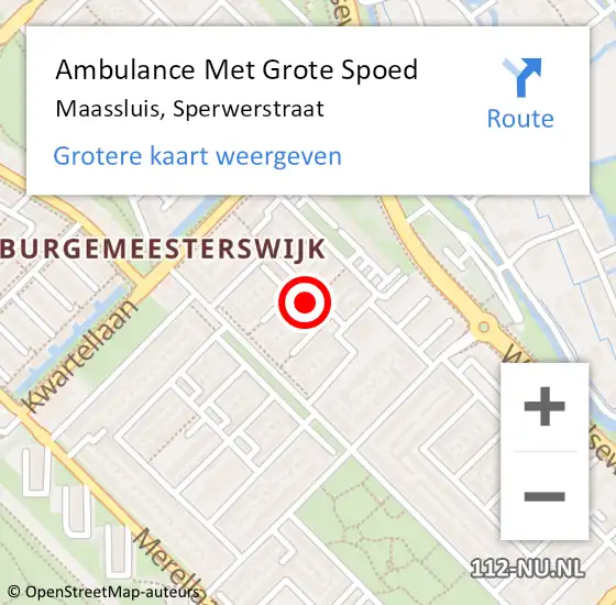 Locatie op kaart van de 112 melding: Ambulance Met Grote Spoed Naar Maassluis, Sperwerstraat op 16 februari 2024 02:53