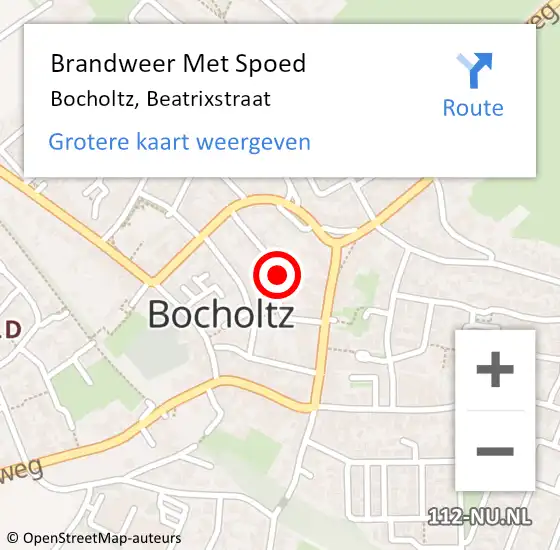Locatie op kaart van de 112 melding: Brandweer Met Spoed Naar Bocholtz, Beatrixstraat op 16 februari 2024 05:26