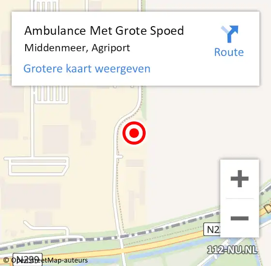 Locatie op kaart van de 112 melding: Ambulance Met Grote Spoed Naar Middenmeer, Agriport op 16 februari 2024 06:24