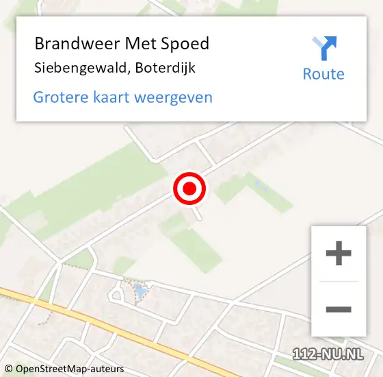 Locatie op kaart van de 112 melding: Brandweer Met Spoed Naar Siebengewald, Boterdijk op 16 februari 2024 07:07