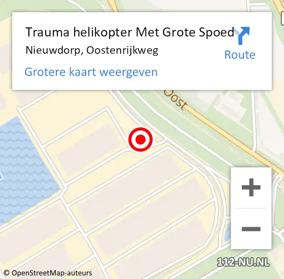 Locatie op kaart van de 112 melding: Trauma helikopter Met Grote Spoed Naar Nieuwdorp, Oostenrijkweg op 16 februari 2024 07:38