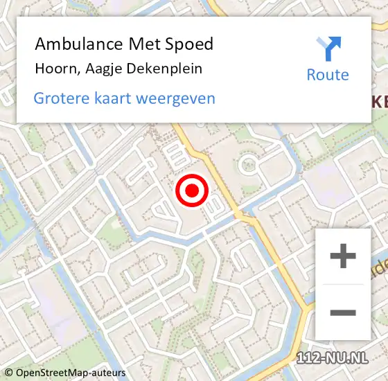 Locatie op kaart van de 112 melding: Ambulance Met Spoed Naar Hoorn, Aagje Dekenplein op 16 februari 2024 08:13