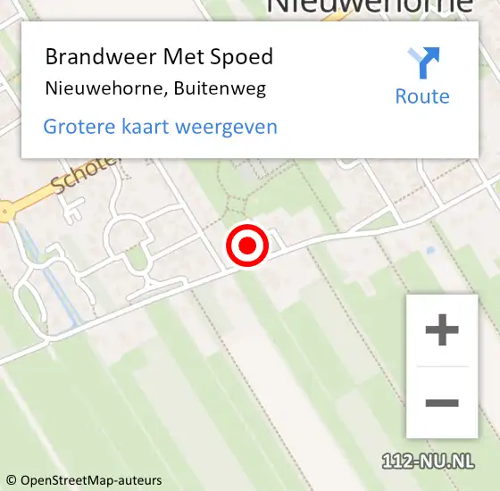 Locatie op kaart van de 112 melding: Brandweer Met Spoed Naar Nieuwehorne, Buitenweg op 16 februari 2024 08:14