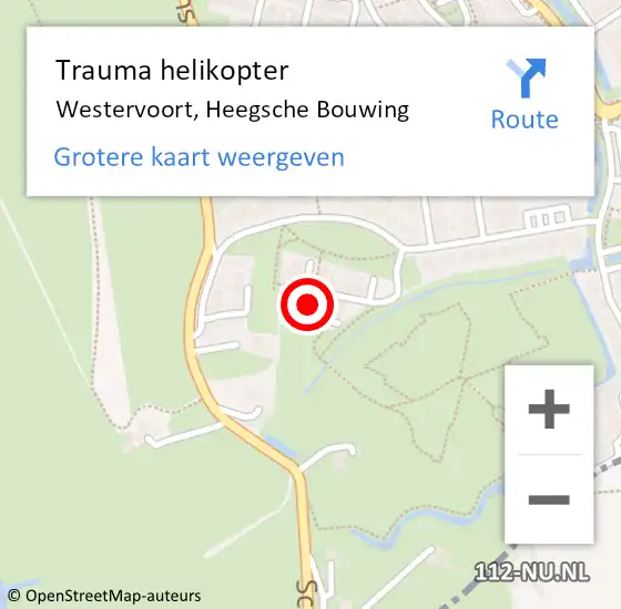 Locatie op kaart van de 112 melding: Trauma helikopter Westervoort, Heegsche Bouwing op 16 februari 2024 08:16