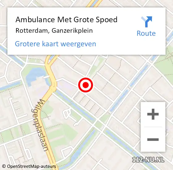 Locatie op kaart van de 112 melding: Ambulance Met Grote Spoed Naar Rotterdam, Ganzerikplein op 16 februari 2024 08:55