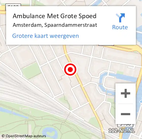 Locatie op kaart van de 112 melding: Ambulance Met Grote Spoed Naar Amsterdam, Spaarndammerstraat op 16 februari 2024 09:20